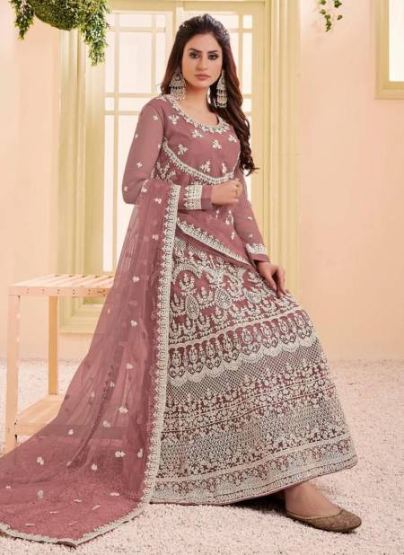 Velvet Maroon Colour VOUCH NOORA 4 Heavy Wedding Wear Long Anarkali Salwar Suit Collection 11003